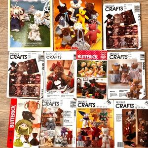 11 VTG Teddy Bear Doll Craft Patterns Butterick McCall's Plush Stuffed Animals